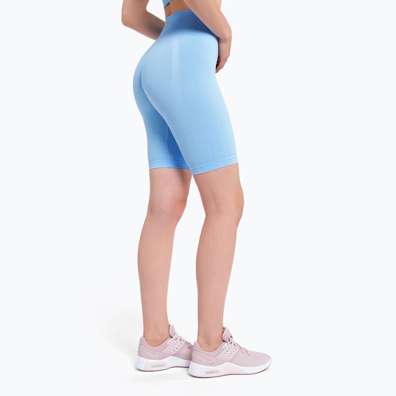 Colanți scurți de antrenament pentru femei Gym Glamour Push Up Baby Blue 407 3