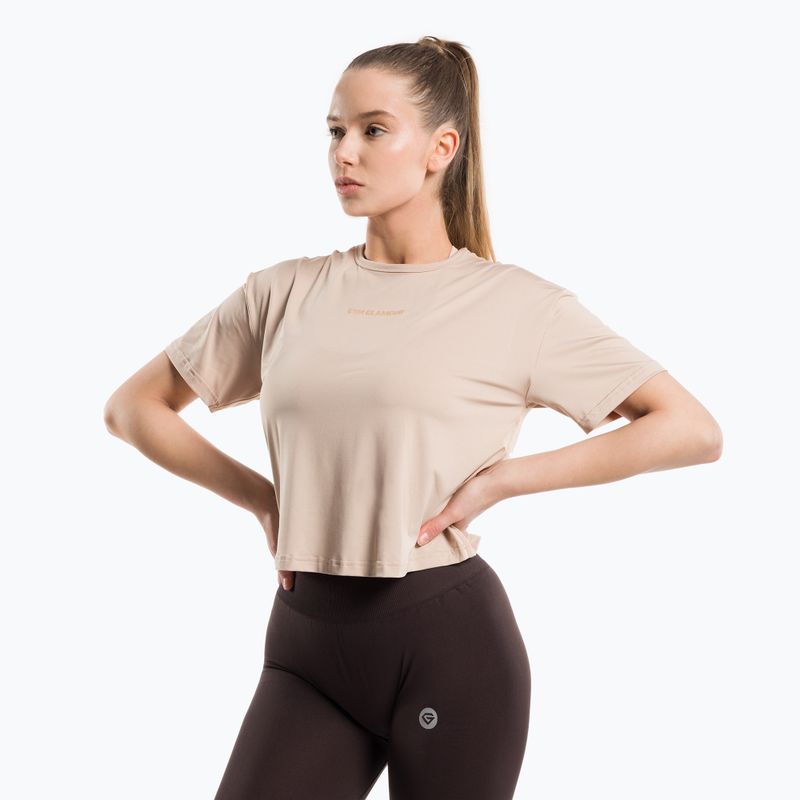 Tricou de antrenament pentru femei Gym Glamour Sport Beige 427