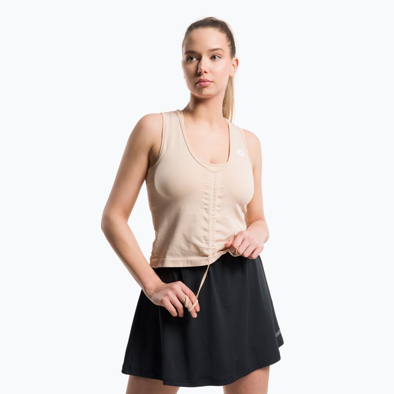 Maieu de antrenament pentru femei Gym Glamour Cu cordon Beige 448