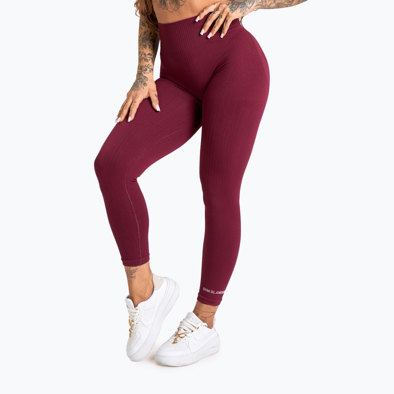 Colanți de antrenament pentru femei Gym Glamour Push Up 2.0 merlot