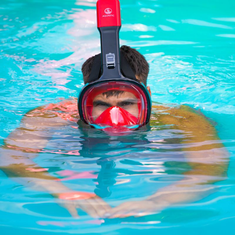 Mască integrală de snorkeling AQUASTIC roșie SMA-01SC 3