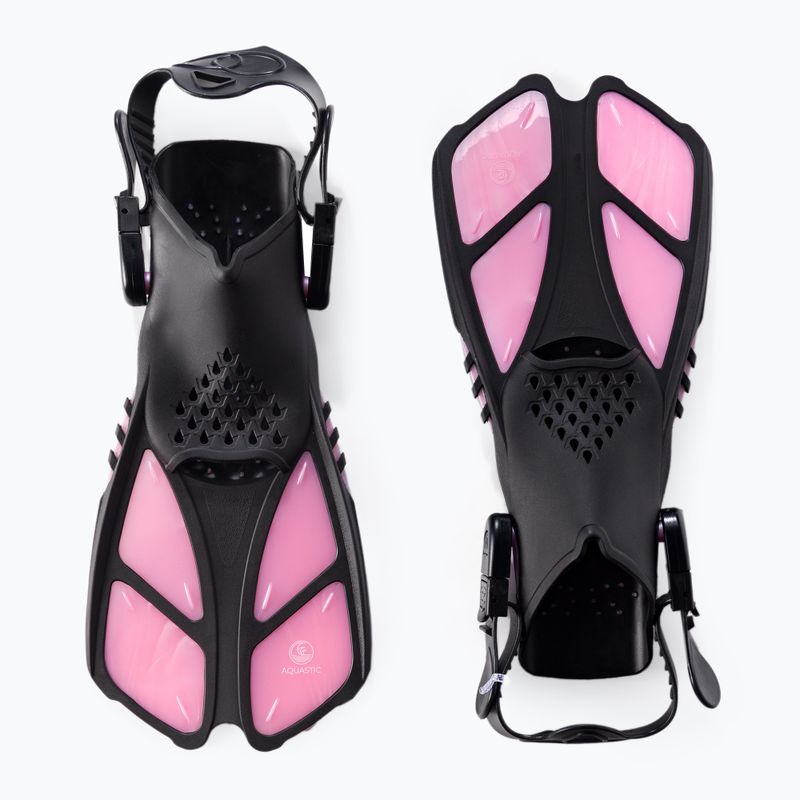Set de snorkeling pentru copii AQUASTIC Mască + Aripioare + Tub roz MSFK-01SR 3