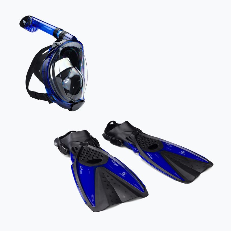 Set de snorkeling AQUASTIC Mască Fullface + Aripioare albastru SMFA-01SN