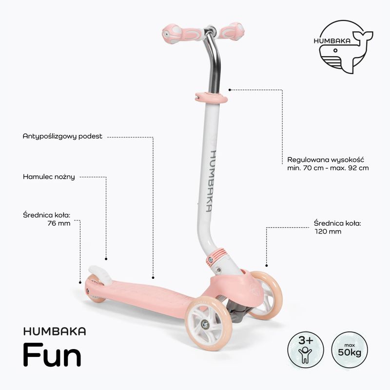 Trotinetă pentru copii HUMBAKA Fun roză KS001 2