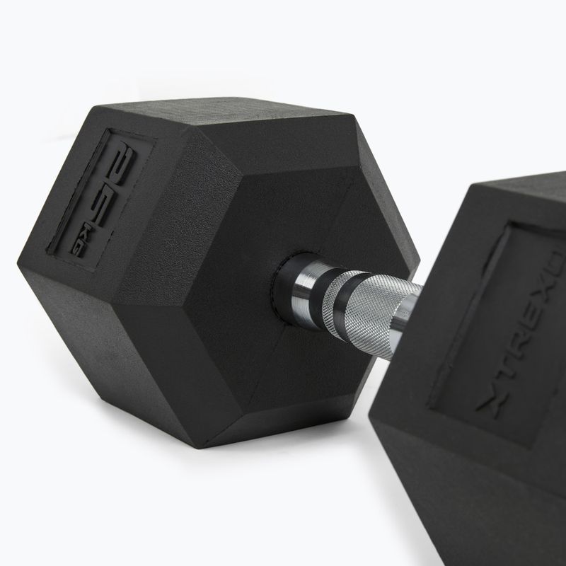Ganteră cauciucată XTREXO Hex HXD250 25 kg 8