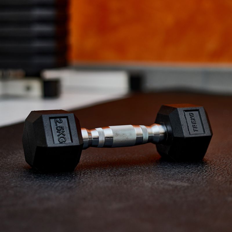 Ganteră cauciucată XTREXO Hex HXD25 2.5 kg 6