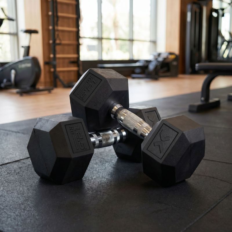 Halteră cauciucată XTREXO Hex 12.5 kg 3