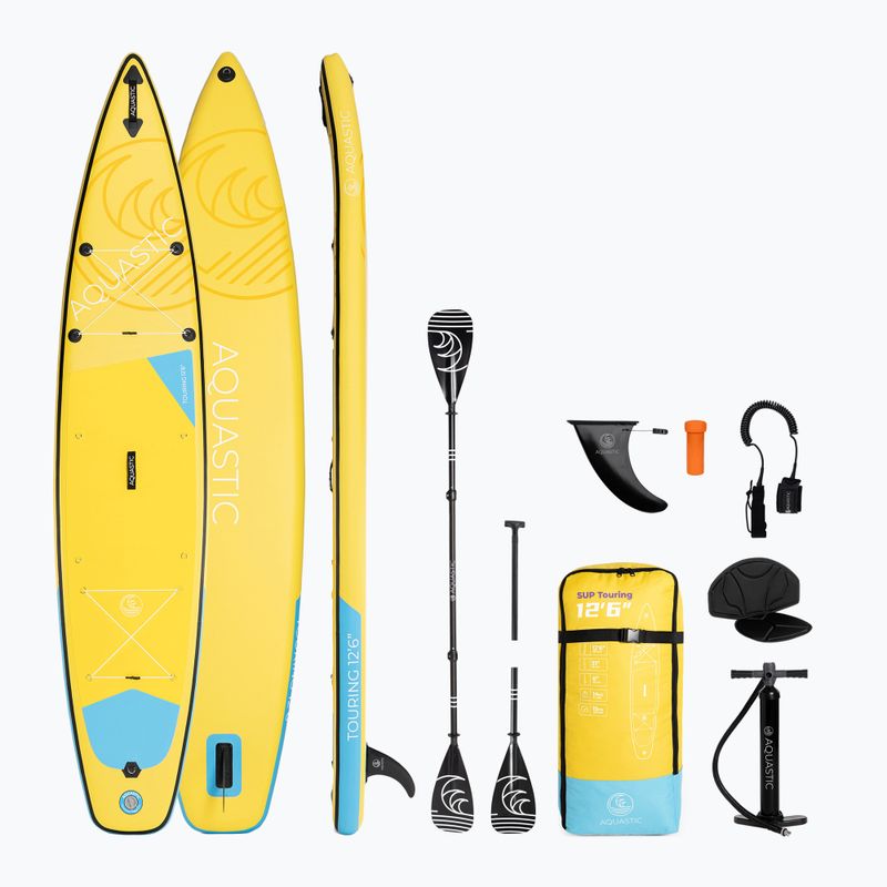 Placă SUP AQUASTIC Touring 12'6" galbenă