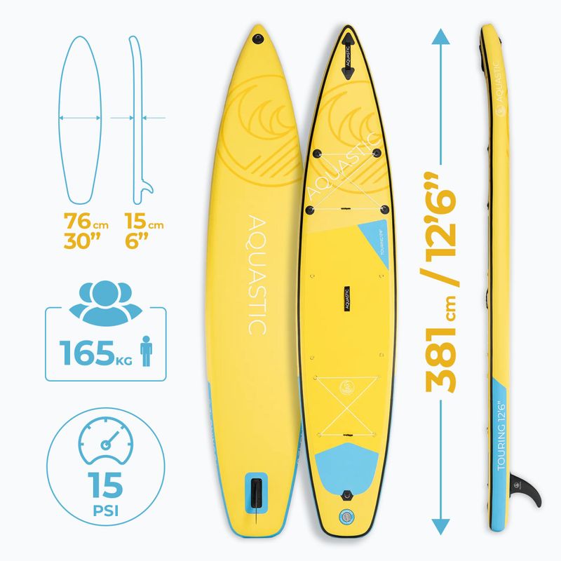 Placă SUP AQUASTIC Touring 12'6" galben 18