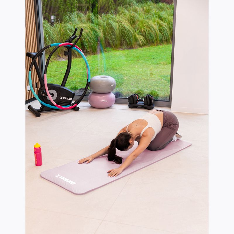 Covoraș pentru antrenament XTREXO NBR 15 mm  cu centură roz 10