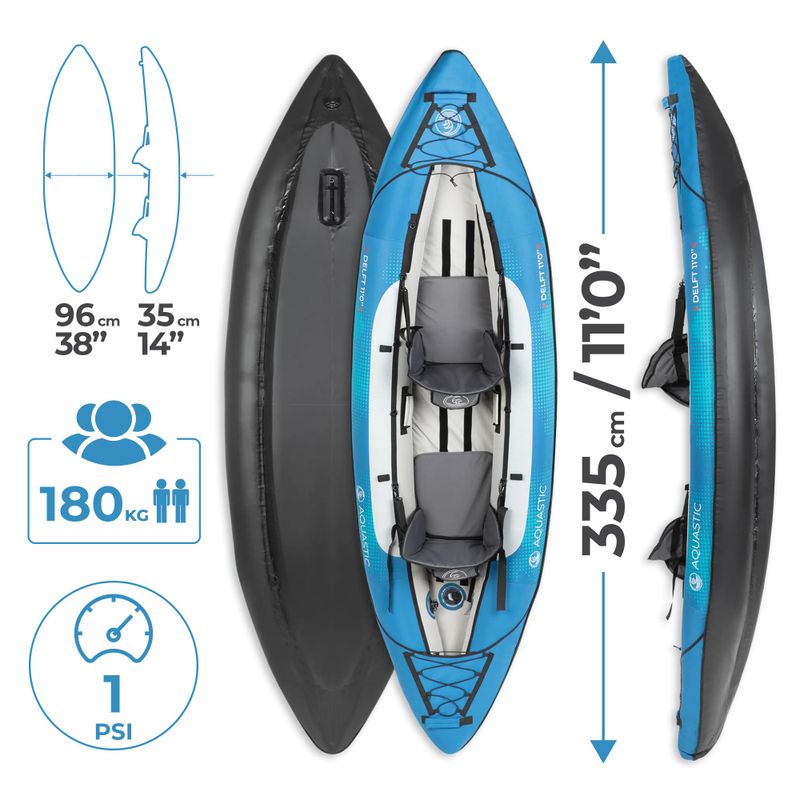 Caiac gonflabil de 2-persoane AQUASTIC Delft 11'0'' niebieski 15