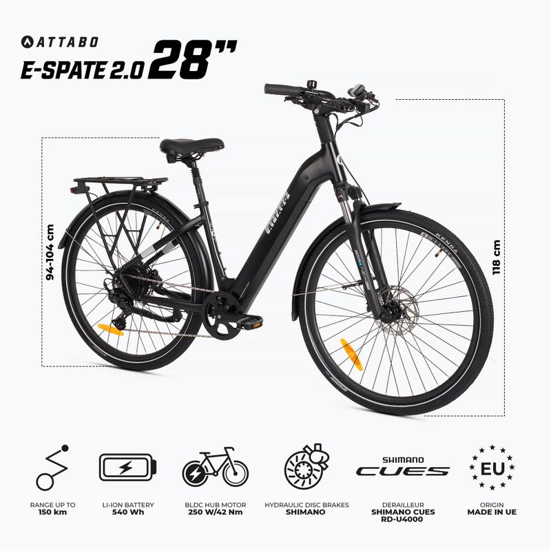 Bicicletă electrică ATTABO E-SPATE 2.0 28" 36V 15Ah 540 Wh negru 2