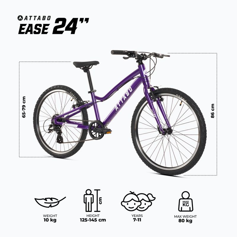 Bicicletă pentru copii ATTABO EASE 24" mov 2