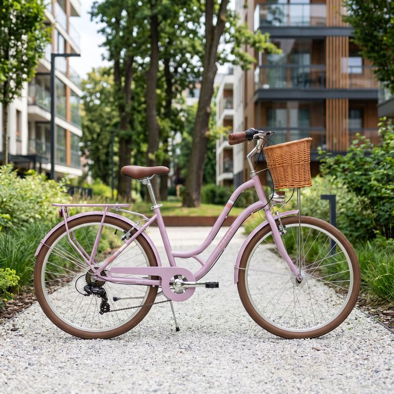 Bicicletă de oraș pentru adolescenți ATTABO CITY 26" roz 3