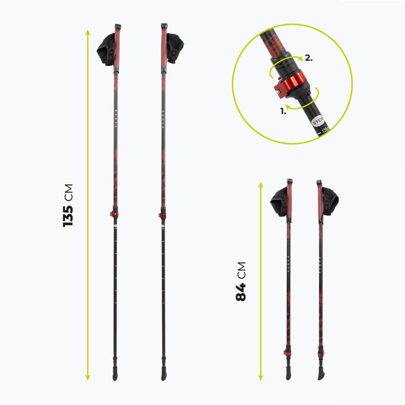 Bețe de nordic walking KADVA Halna reglabile roșu 2