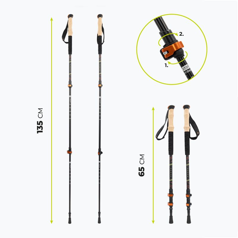 Bețe de trekking KADVA Kibo reglabile portocalii 2