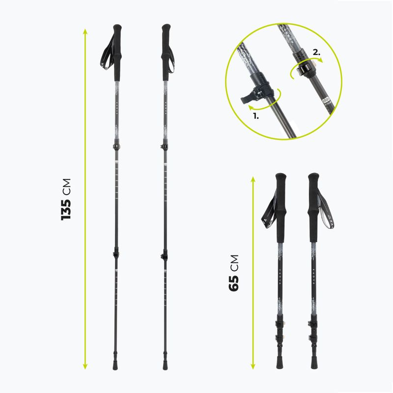 Bețe de trekking KADVA Torre reglabile din carbon gri 2