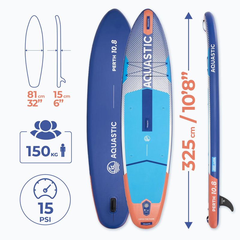 Set placă SUP gonflabilă AQUASTIC Perth 10'8" all-round blue 16