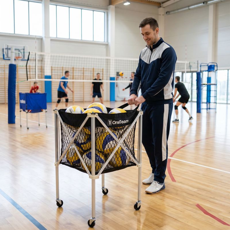 Cărucior pentru mingi de volei OneTeam Black slot 4