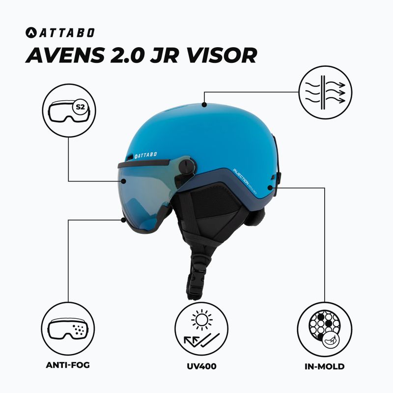 Cască de schi pentru copii ATTABO Avens 2.0 Jr Visor blue 2