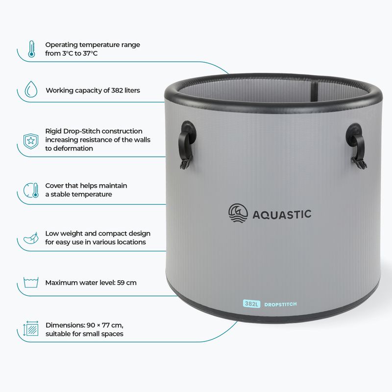 Bazin pentru băi reci AQUASTIC BrrFree 382 l dropstitch gray 8