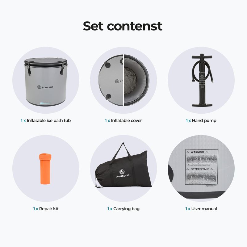 Bazin pentru băi reci AQUASTIC BrrFree 382 l dropstitch gray 9