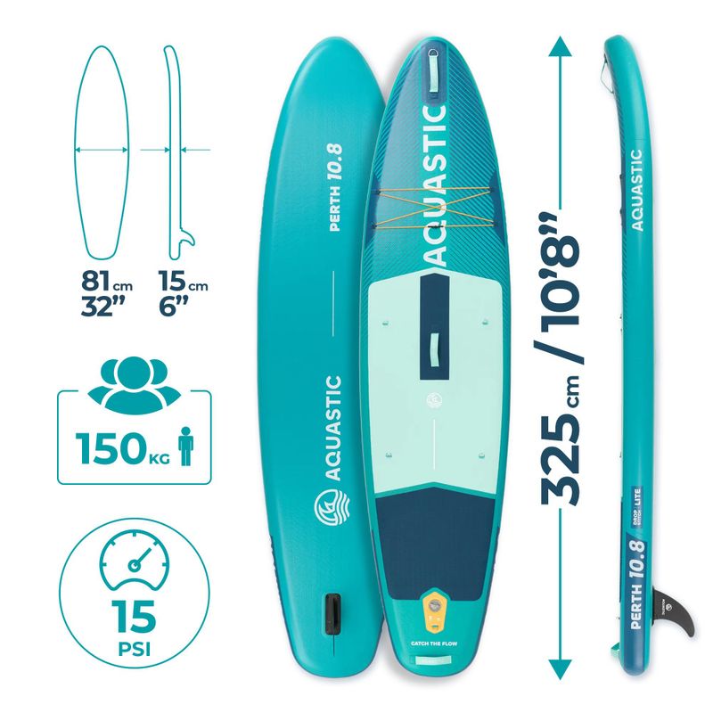 Set placă SUP gonflabilă AQUASTIC Perth 10'8" allround green 18