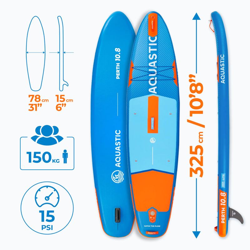 Placă SUP AQUASTIC Perth 10'8" albastru 17