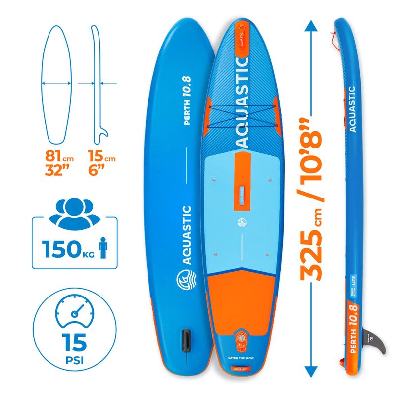Set placă SUP gonflabilă AQUASTIC Perth 10'8" all-round blue 24