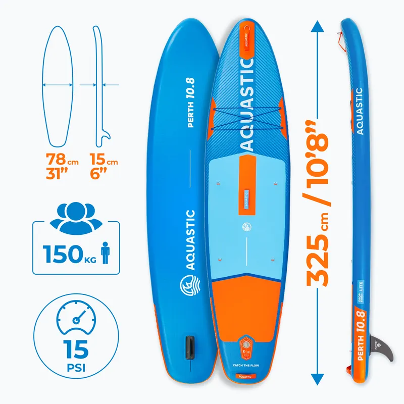 Set placă SUP gonflabilă AQUASTIC Perth 10'8" allround albastru 24