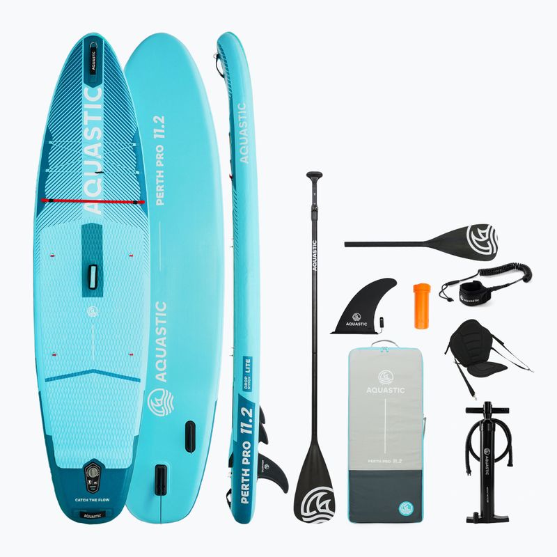 Set placă SUP gonflabilă AQUASTIC Perth Pro 11'2" all-round green