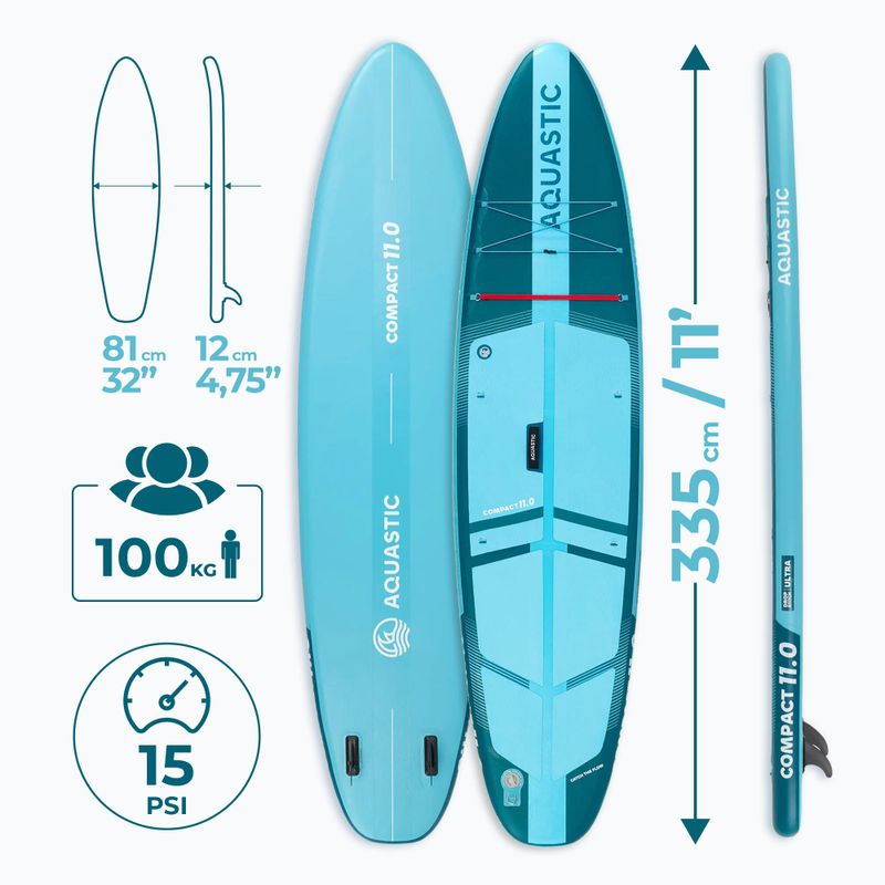 Placă SUP AQUASTIC Compact 11'0" albastru 18