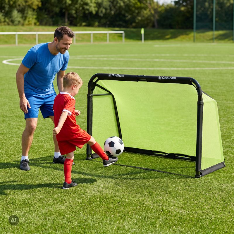 Poartă de fotbal OneTeam SWIFTGOAL 180 x 120 cm foldable black/green 2