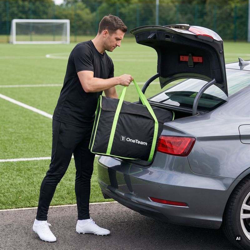 Geantă pentru transportul porții OneTeam Swiftgoal 120 x 70 cm black/green 4