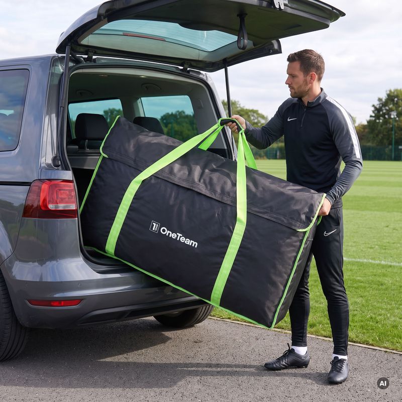 Geantă pentru transport poartă OneTeam Swiftgoal 180 x 120 cm negru/verde 4