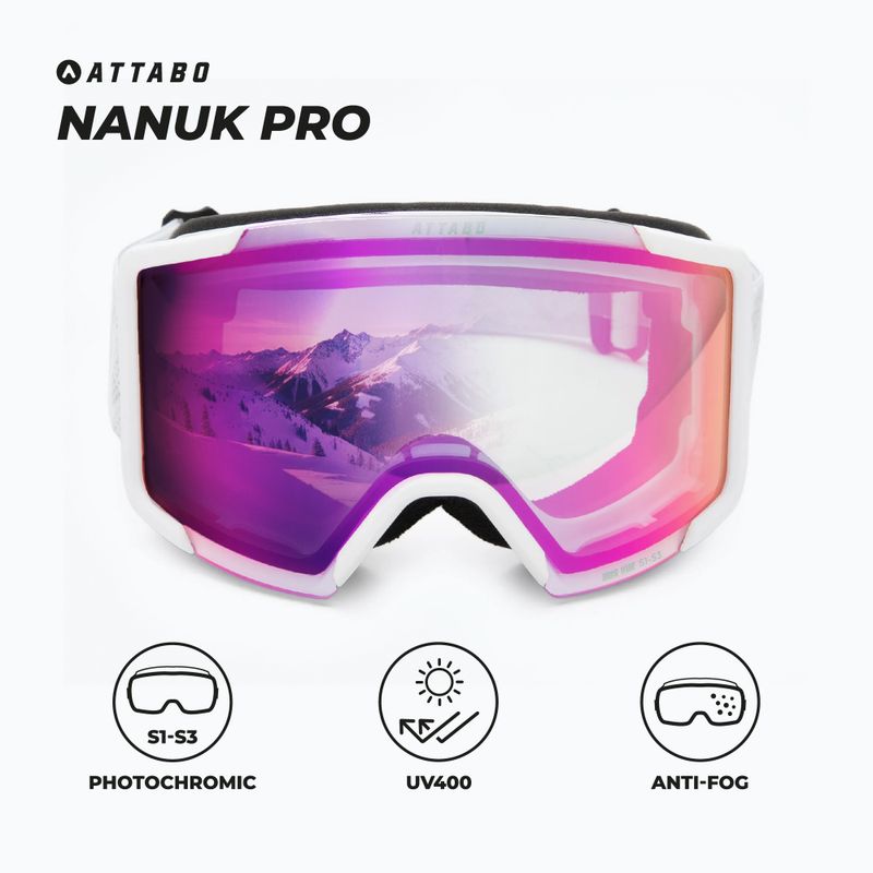 Ochelari de schi ATTABO Nanuk Pro photochromic white 2