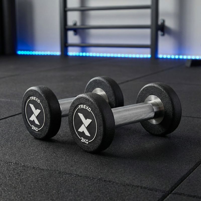 Gantera din fontă cauciucată XTREXO Pro 2 kg black 3