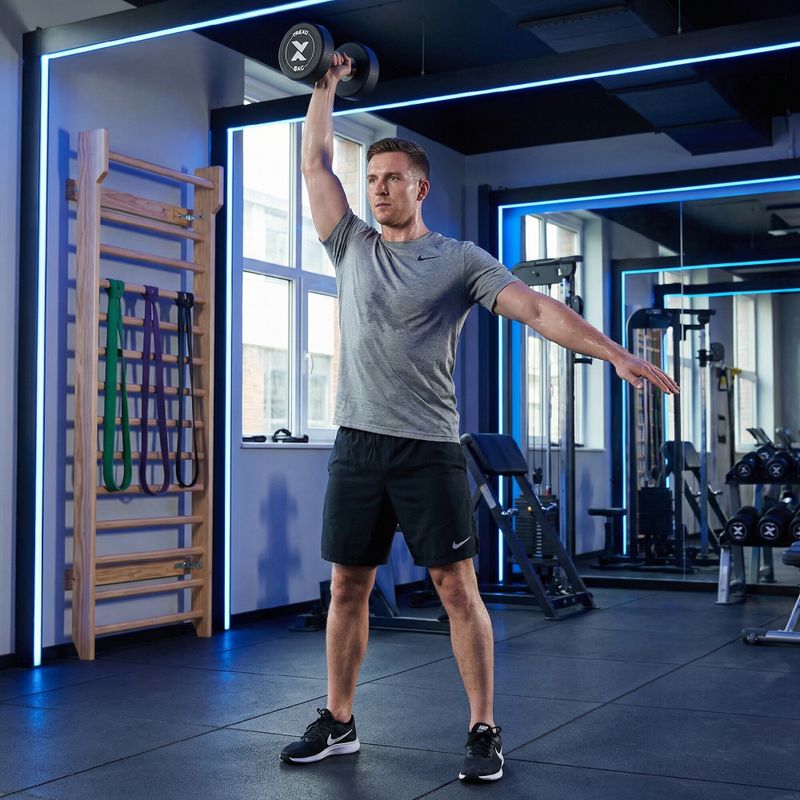 Gantera din fontă cauciucată XTREXO Pro 8 kg black 6