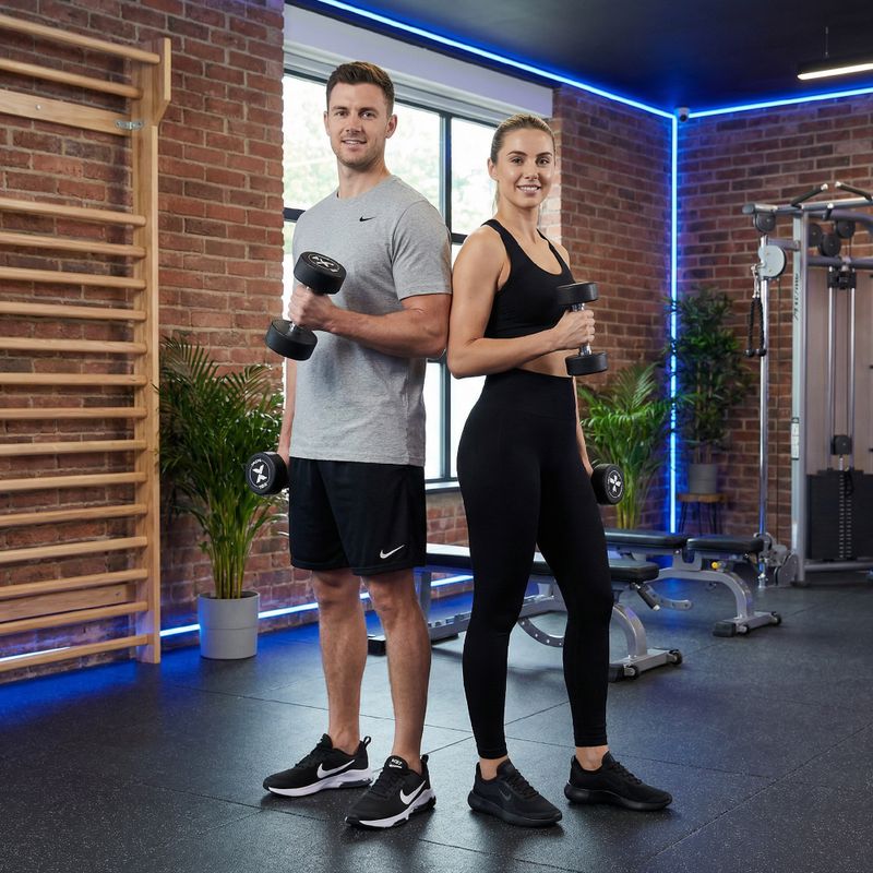 Gantera din fontă cauciucată XTREXO Pro 10 kg black 5