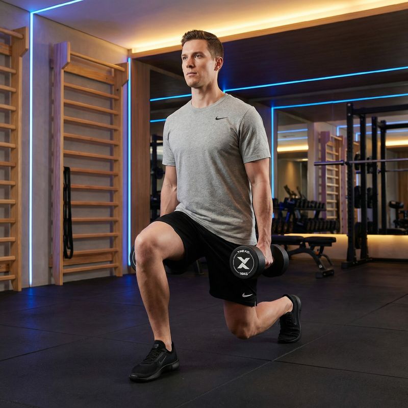 Gantera din fontă cauciucată XTREXO Pro 16 kg black 4