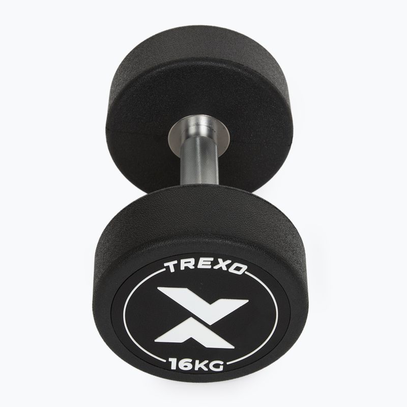 Gantera din fontă cauciucată XTREXO Pro 16 kg black 7