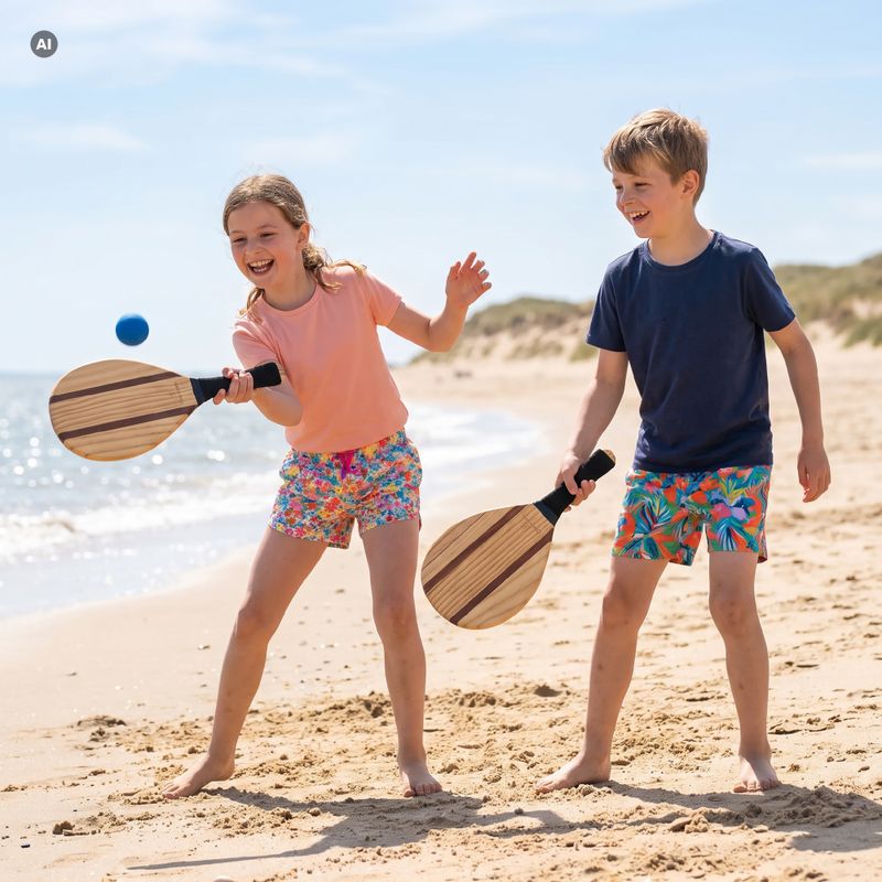 Set de tenis de plajă OneTeam Beach Play maro 3