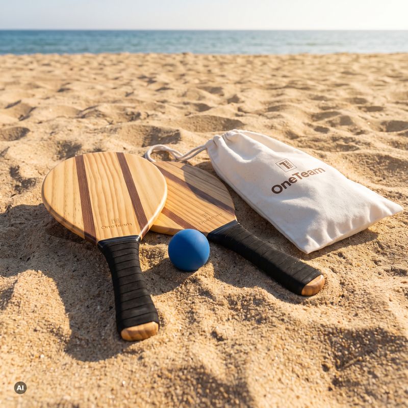 Set de tenis de plajă OneTeam Beach Play maro 4