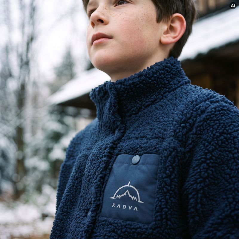 Hanorac fleece pentru copii KADVA Rodvik JR albastru închis 12