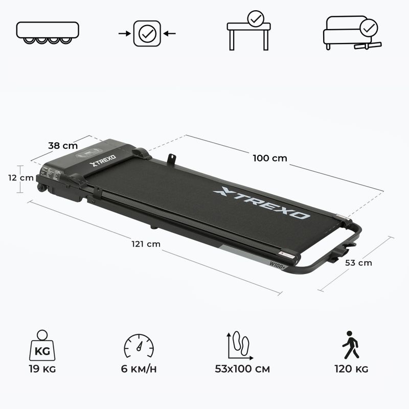 Bandă de alergare XTREXO W100+ negru 3