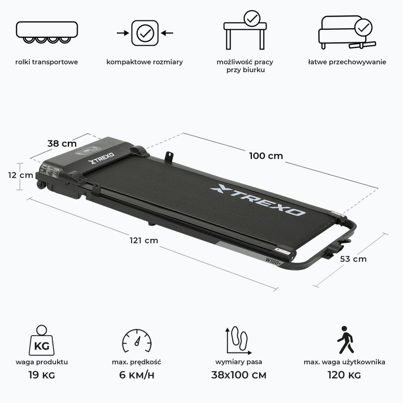 Bandă de alergare XTREXO W100+ negru 3