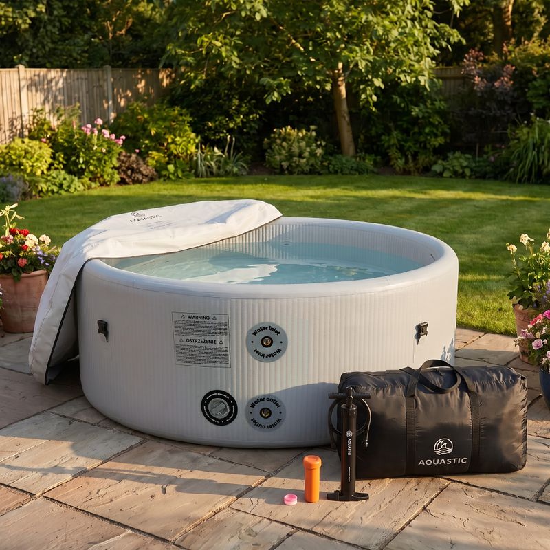 Piscină gonflabilă AQUASTIC ONSEN drop stitch 700 l 150 cm gri 19