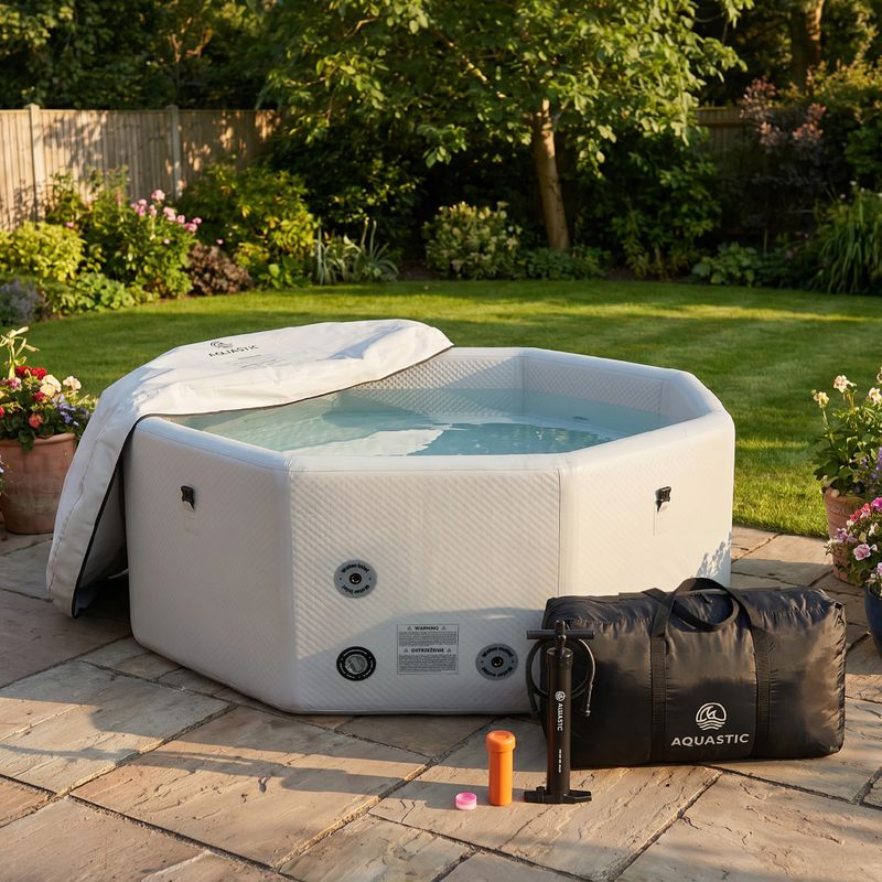 Piscină gonflabilă AQUASTIC ONSEN drop stitch 1400 l 186 cm gri 19
