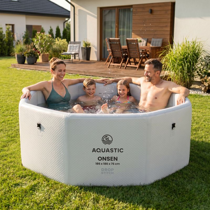 Piscină gonflabilă AQUASTIC ONSEN drop stitch 1400 l 186 cm gri 18