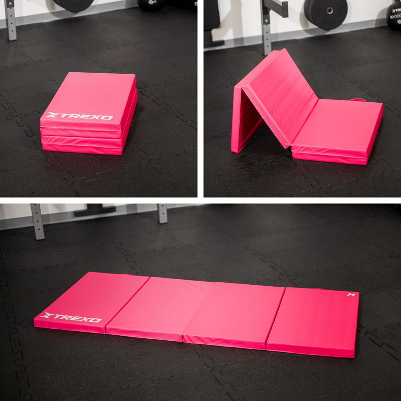 Saltea de gimnastică TREXO pliabilă 195 x 80 x 5 cm roz 10
